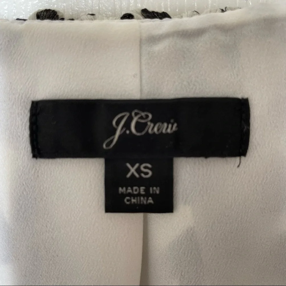 J. Crew‎ All Over Hearts Cream Black Ruffle Trim Blouse XS